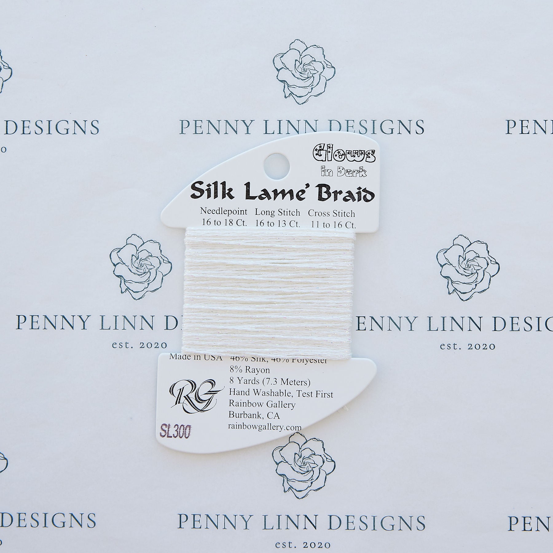 Silk Lamé Braid 300 Glow In The Dark White