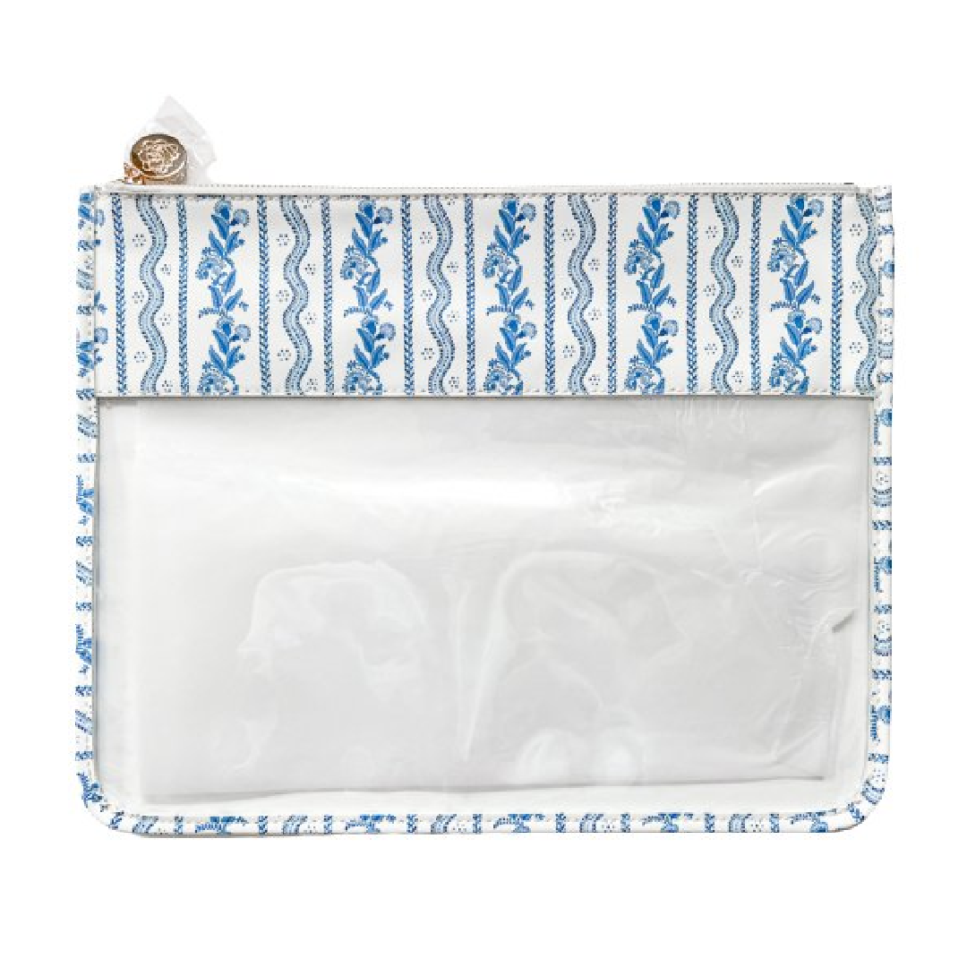 Large Emma Stripe Clear Zip Pouch