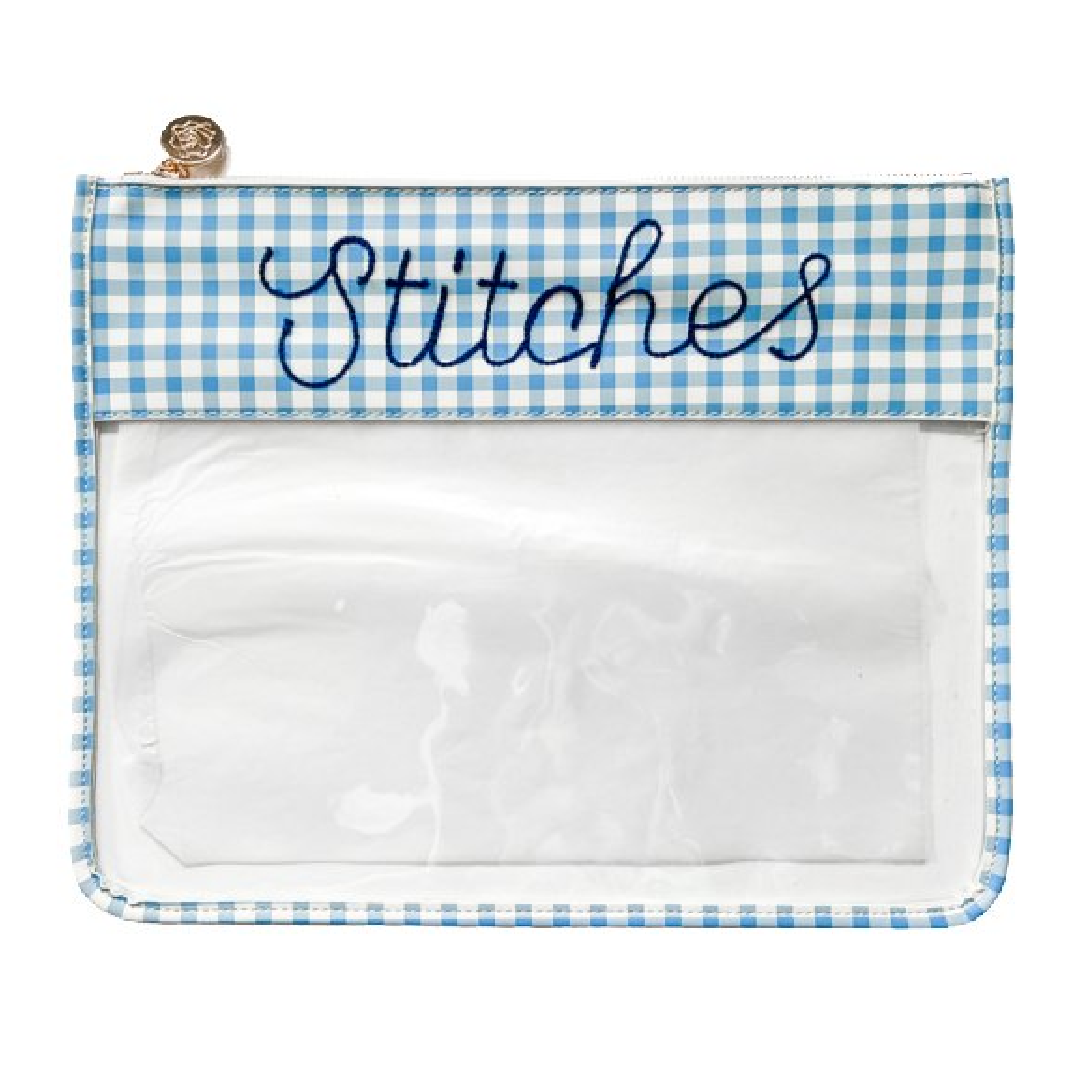 Large Printed Stitches Clear Zip Pouch