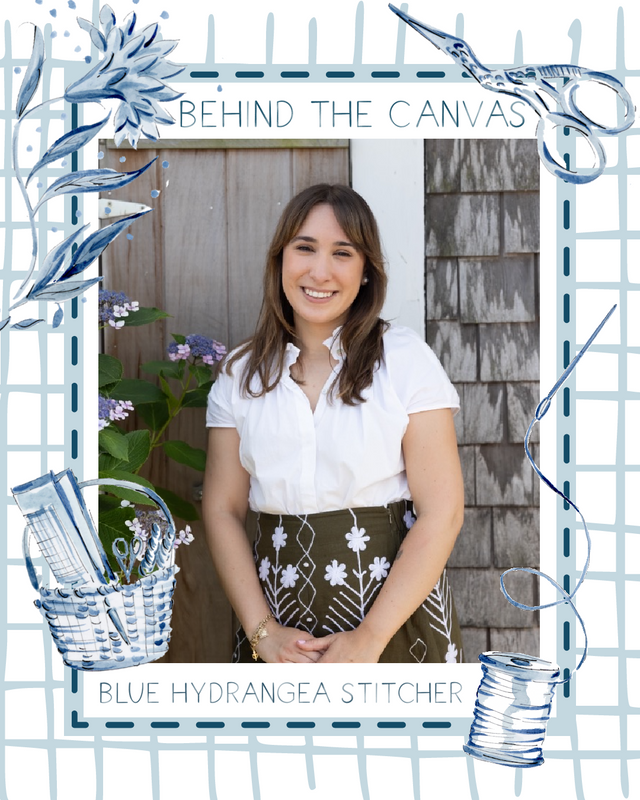 Behind the Canvas - Blue Hydrangea Stitcher – Penny Linn