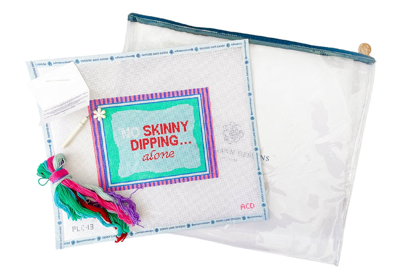 No Skinny Dipping Hand Painted Needlepoint Canvas - Penny Linn Designs