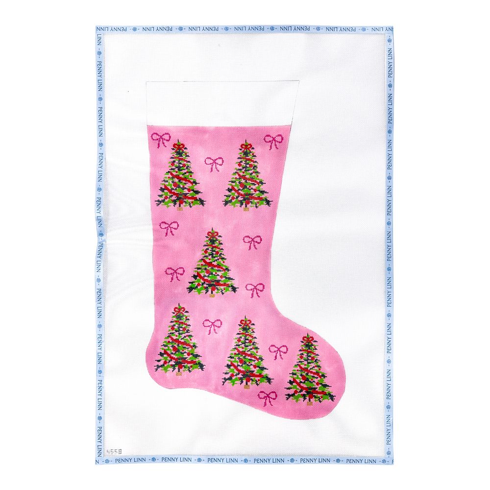 Christmas Trees on Pink Stocking