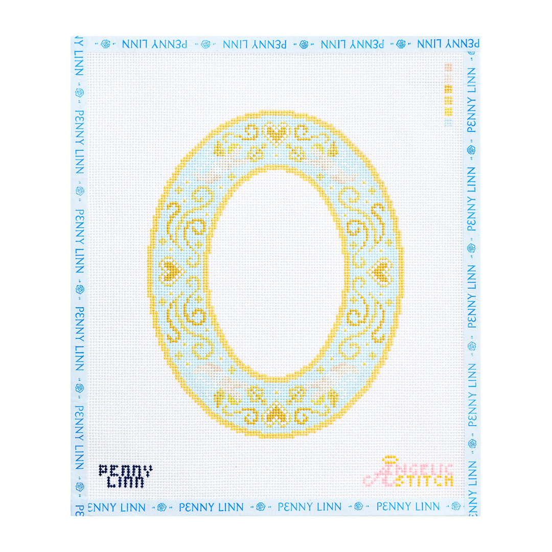 Vintage Cherubs Oval Frame - Blue