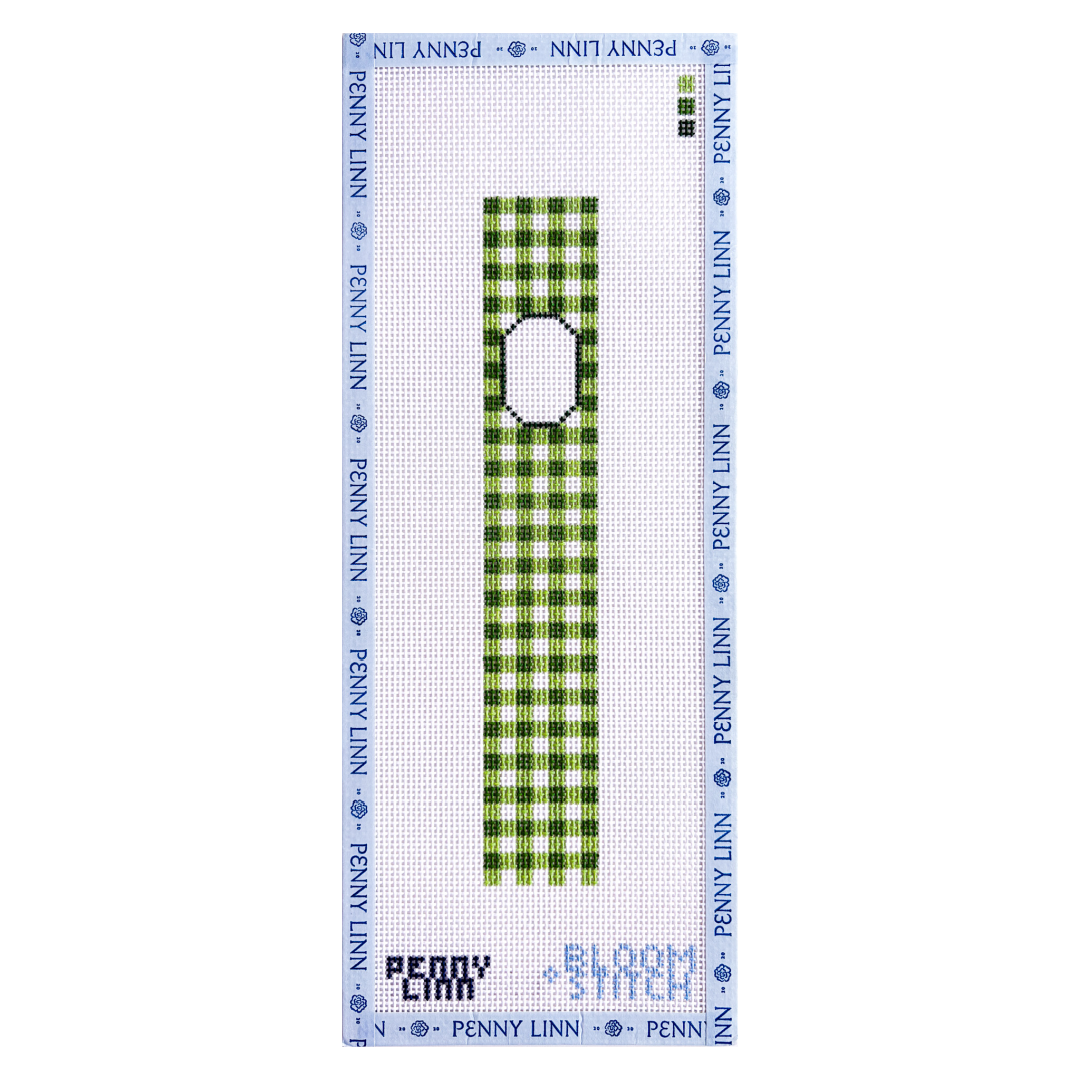 Green Gingham Initial Key Fob