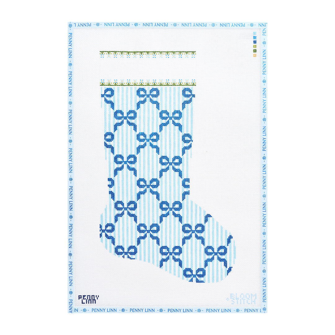 Blue Striped Bows Stocking