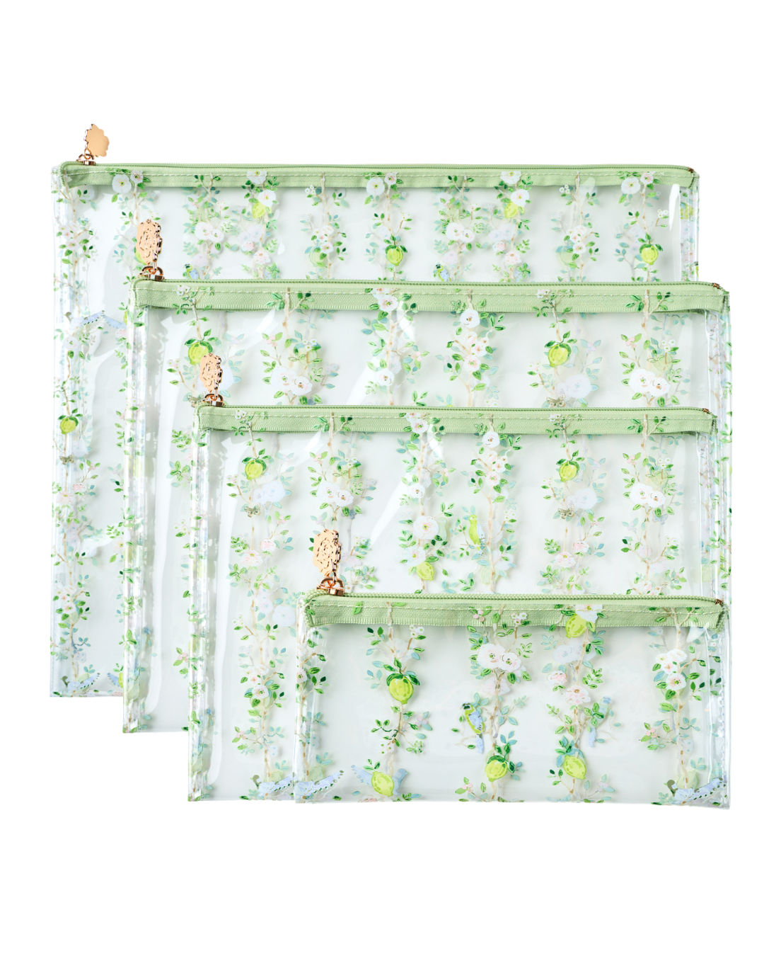 Chinoiserie Green PVC Project Bag - Large
