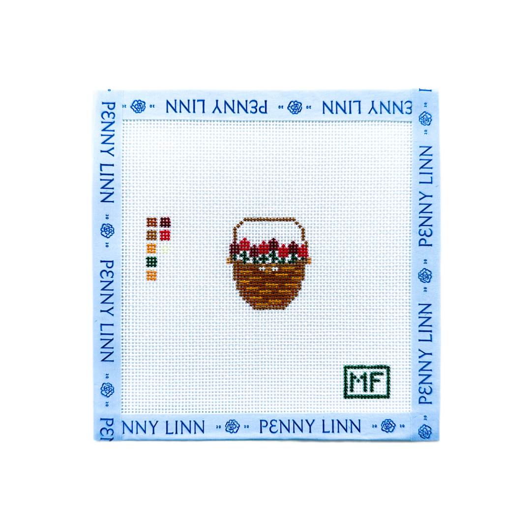 Lightship Basket with Red Flowers Mini