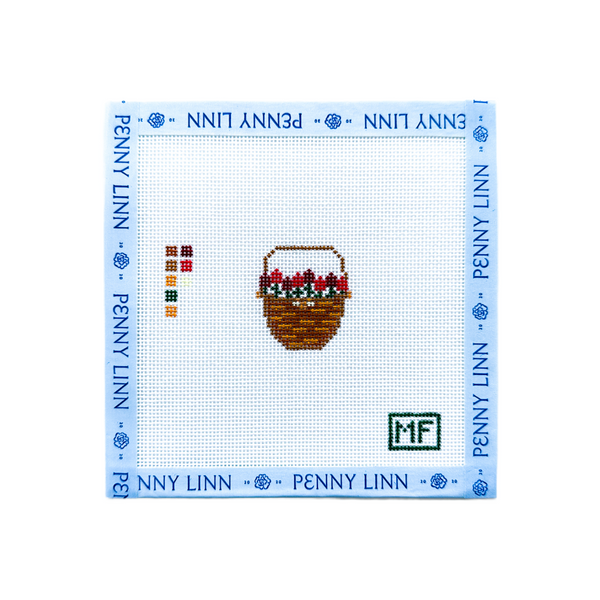 Lightship Basket with Red Flowers Mini