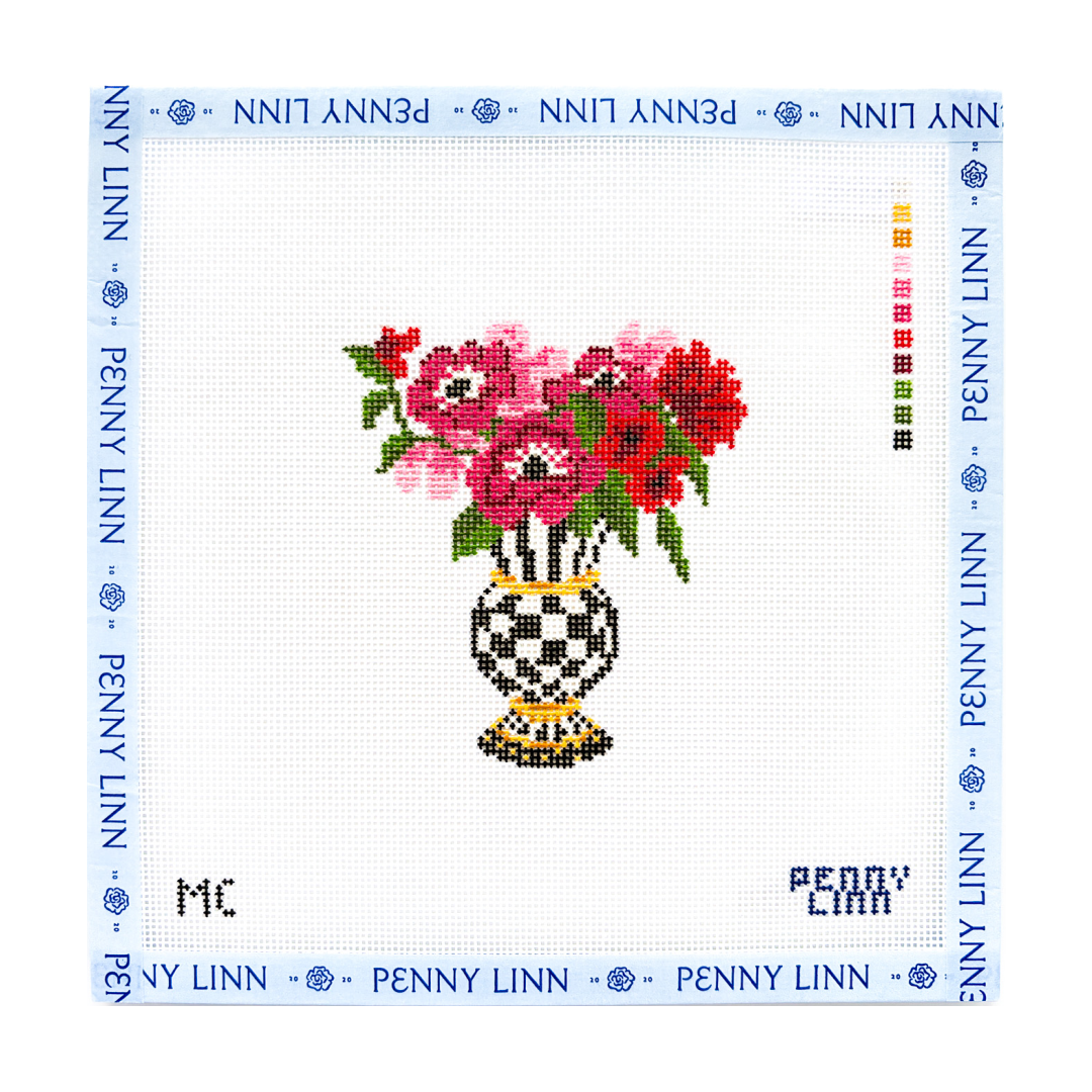 MacKenzie-Childs Courtly Check Floral Vase