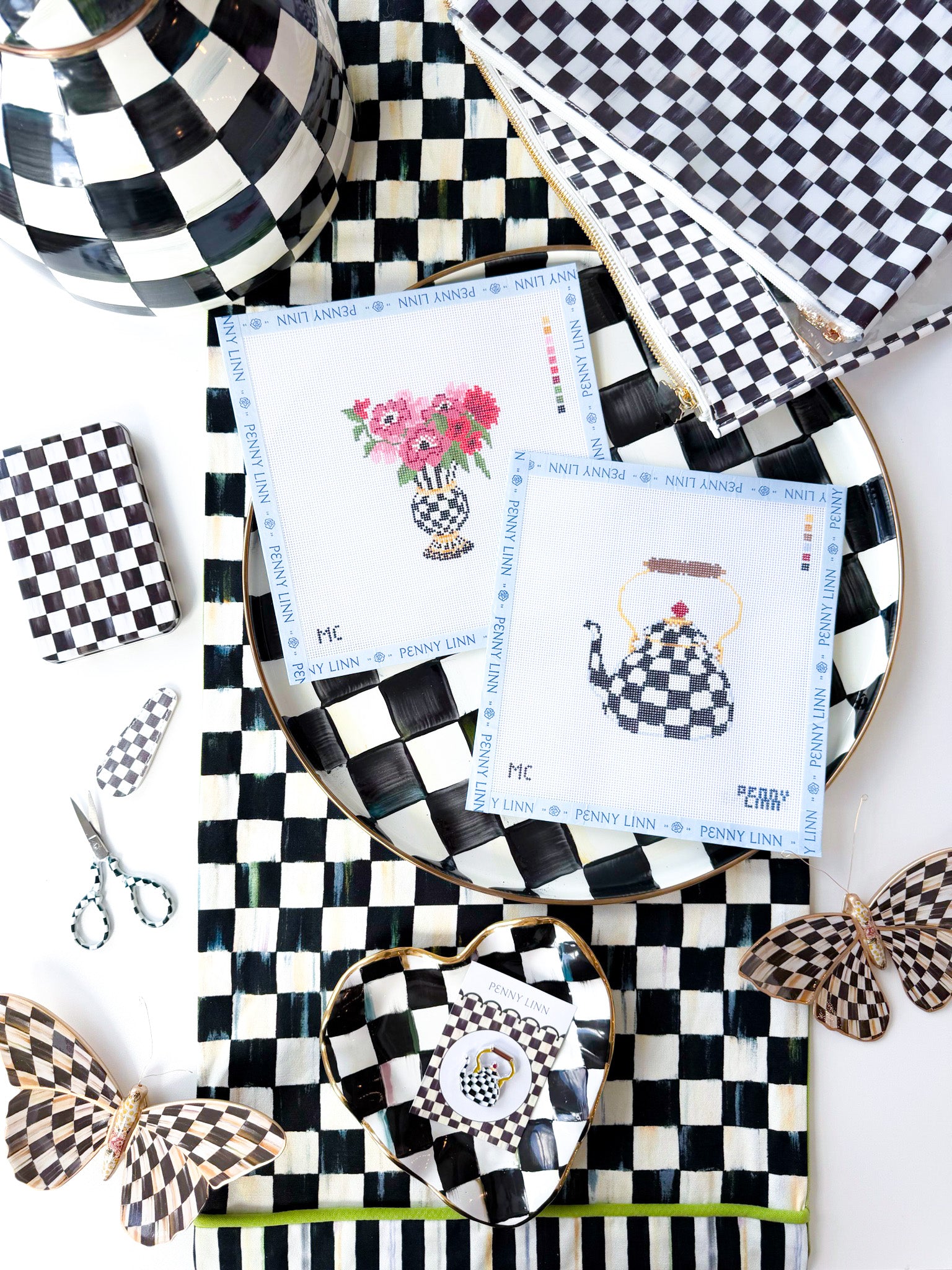 MacKenzie-Childs Courtly Check Floral Vase