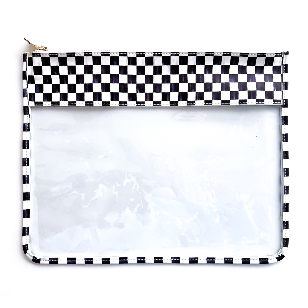 MacKenzie-Childs Courtly Check Print Leather Project Bag