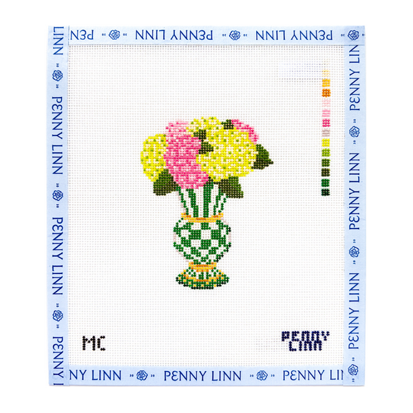 MacKenzie-Childs Emerald Check Floral Vase