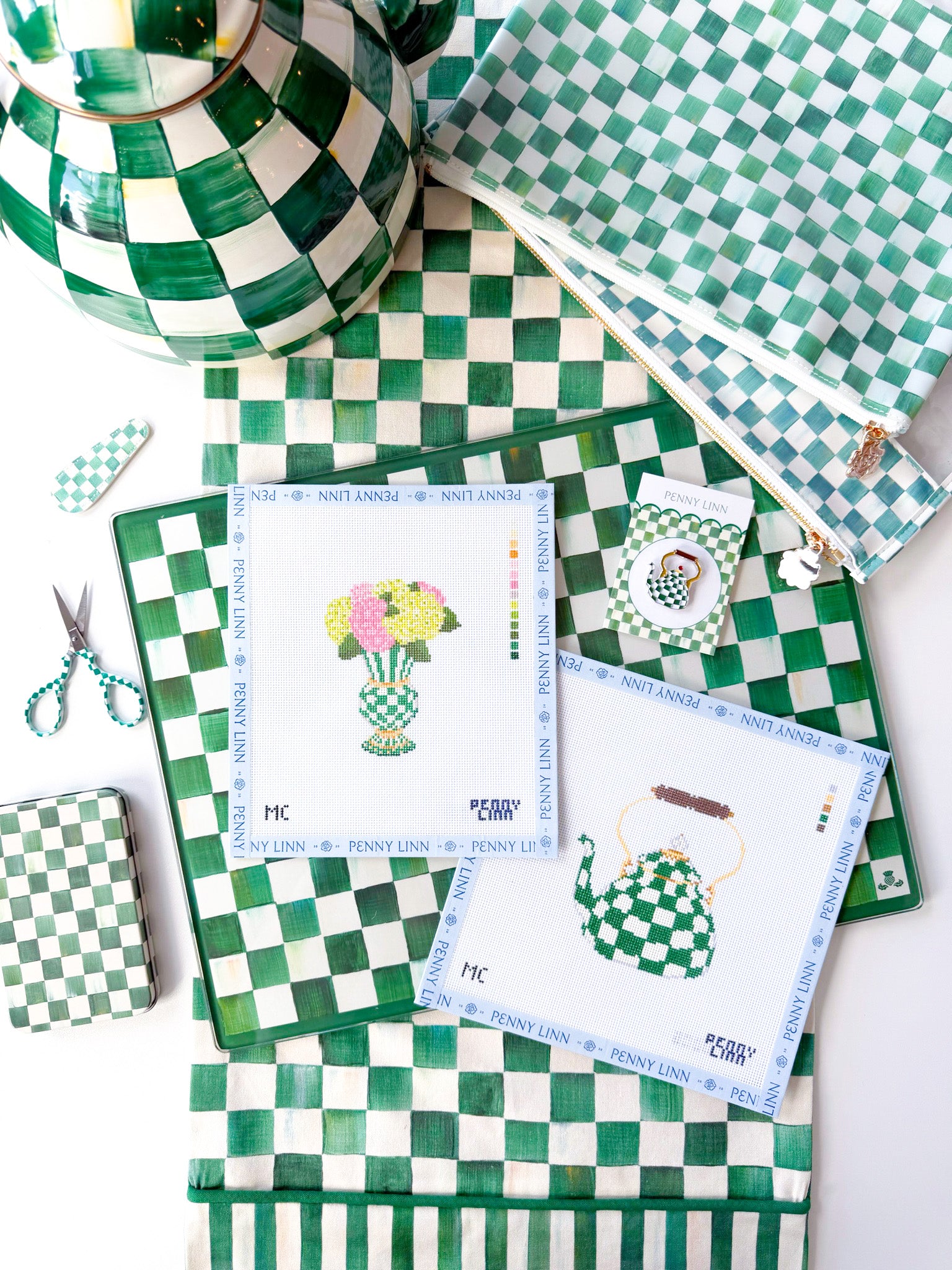 MacKenzie-Childs Emerald Check Tea Kettle