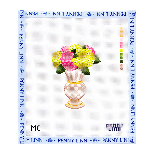 MacKenzie-Childs Mocha Check Floral Vase