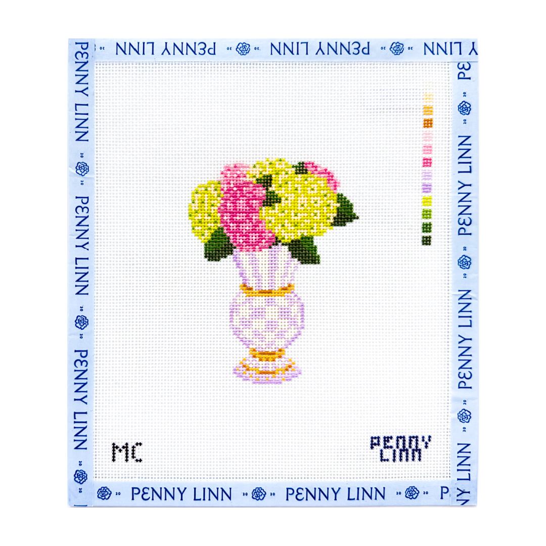 MacKenzie-Childs Violet Check Floral Vase