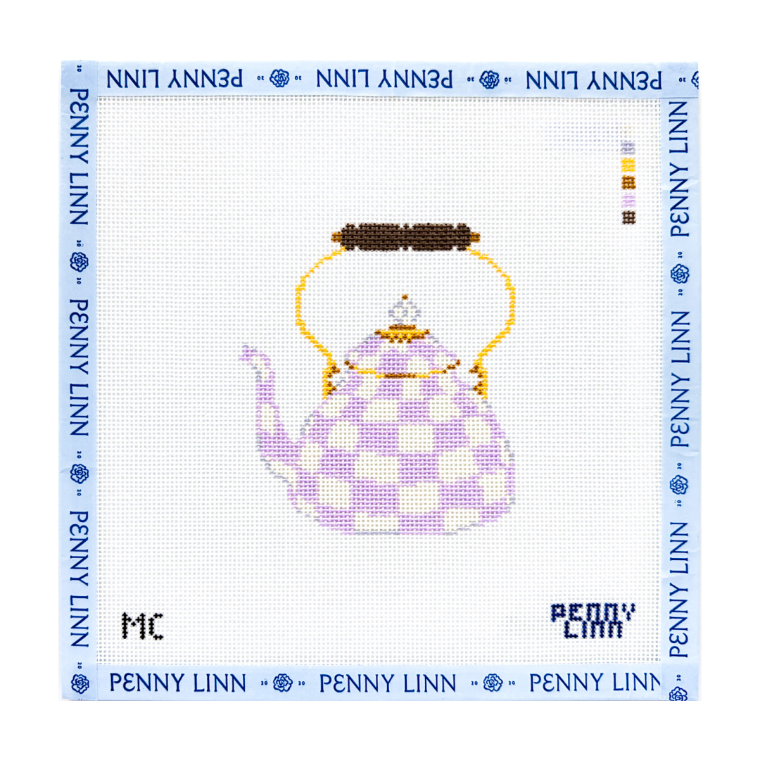 MacKenzie-Childs Violet Check Tea Kettle