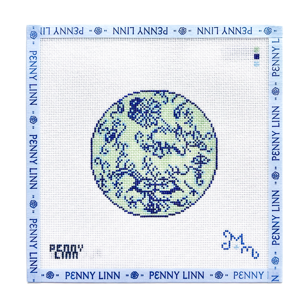 Blue and Green Floral Round