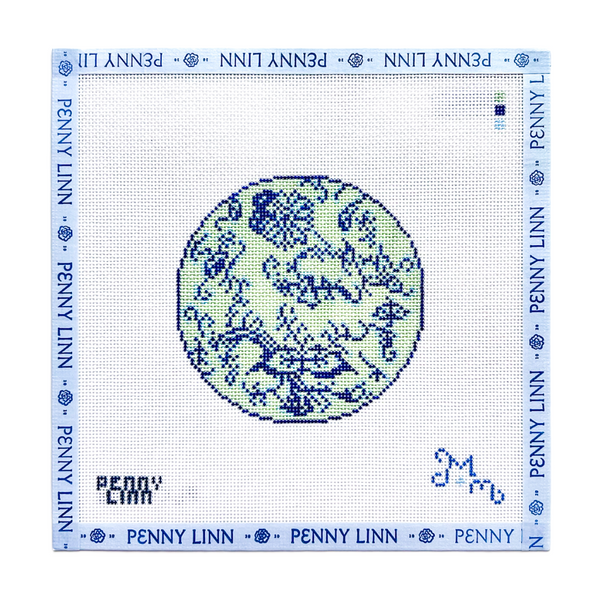 Blue and Green Floral Round