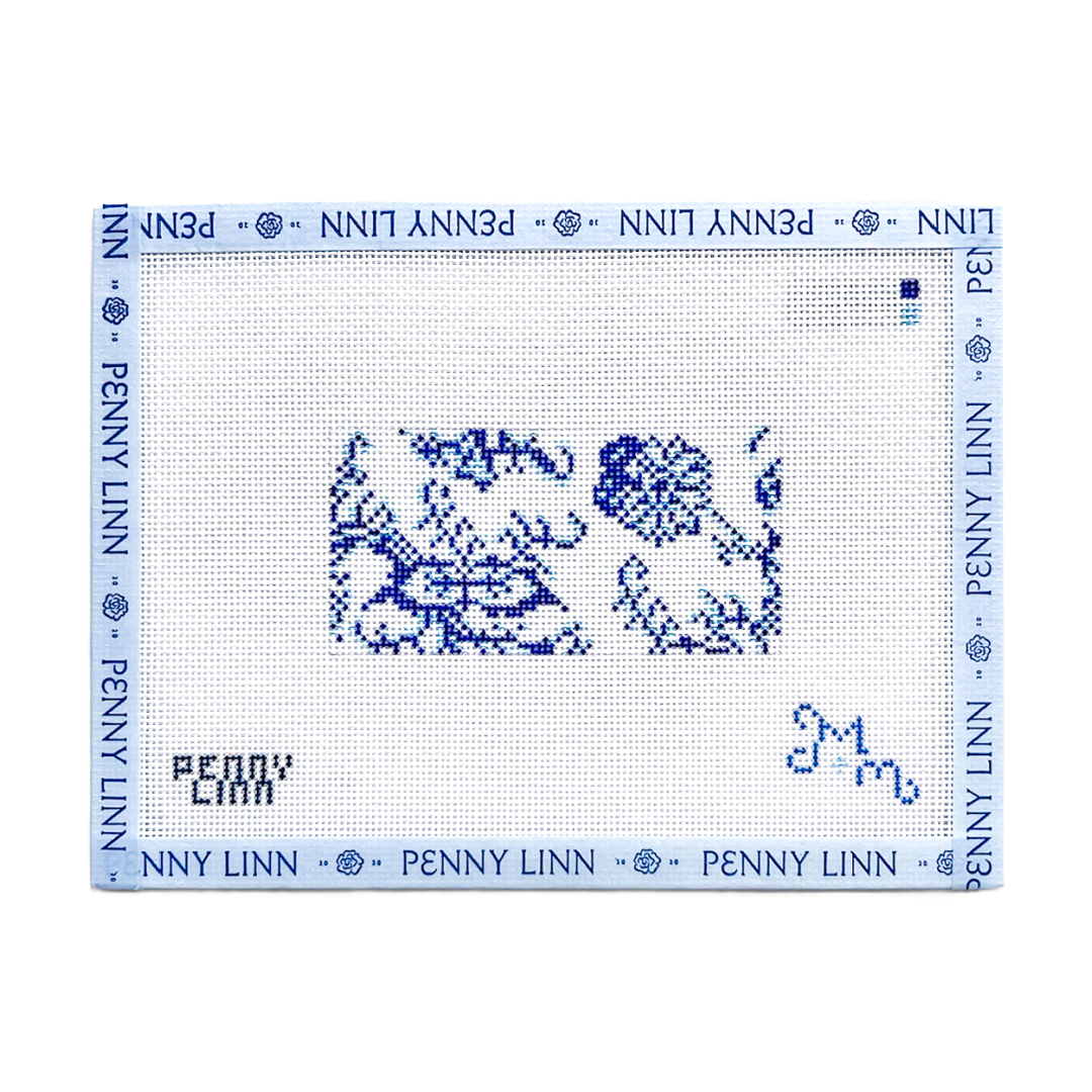 Blue and White Floral Rectangle