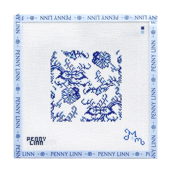 Blue and White Floral Square