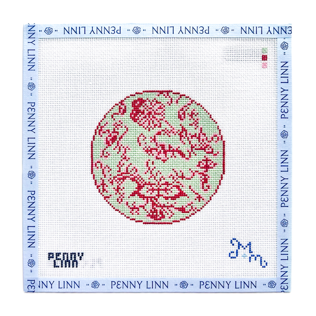 Pink and Green Floral Round