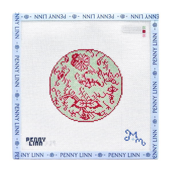 Pink and Green Floral Round