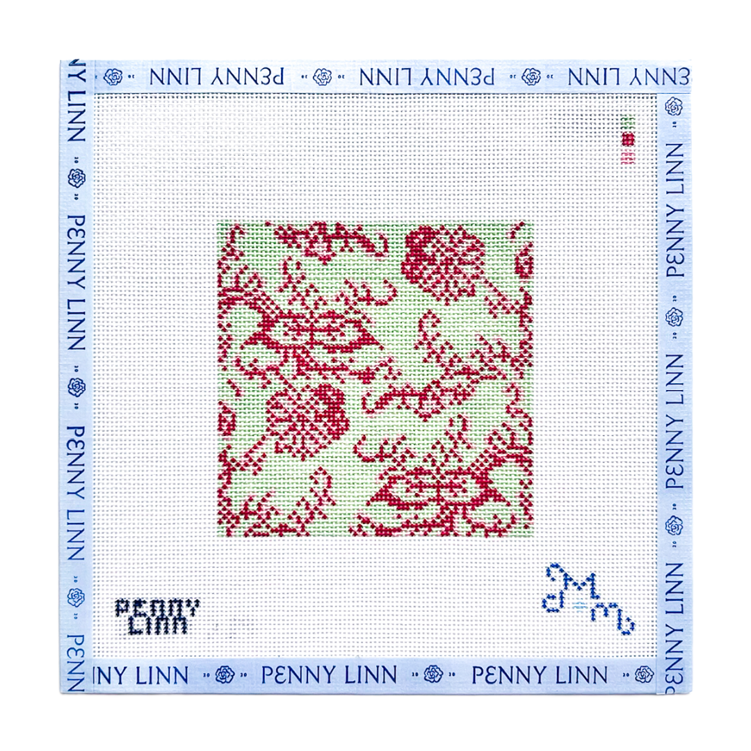 Pink and Green Floral Square