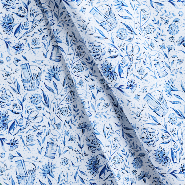 Blue Needlepoint Print Fabric - Fat Quarter