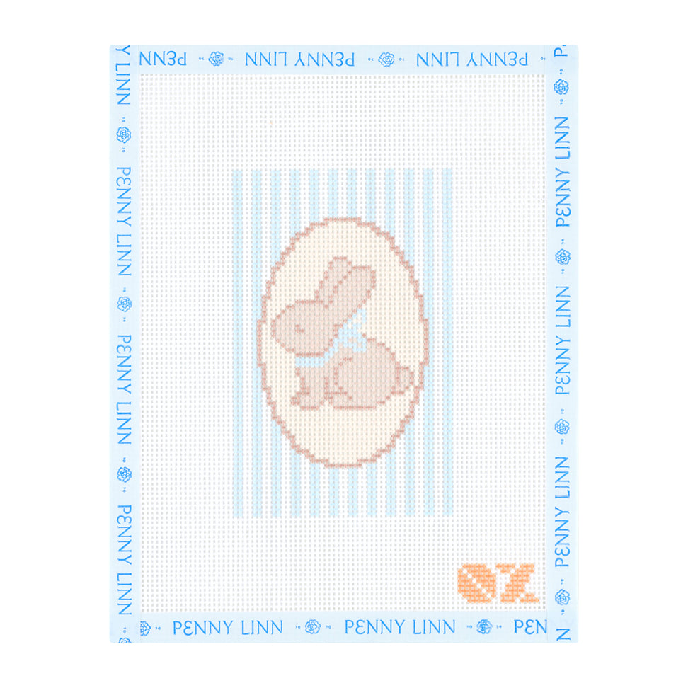 Blue Bunny Striped Oval