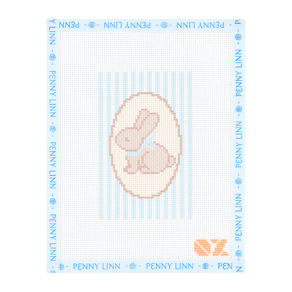Blue Bunny Striped Oval