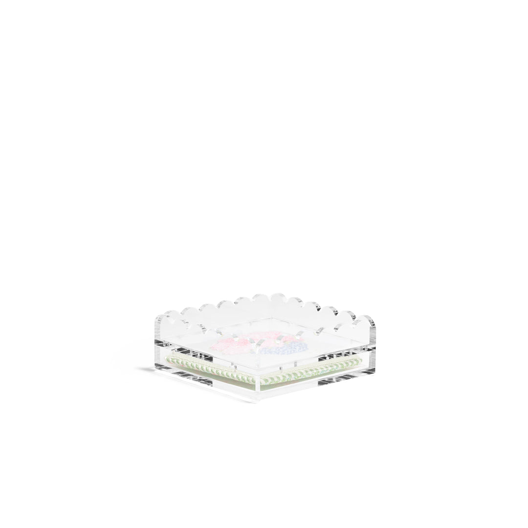 Scallop Acrylic Tray - 5" Square - Clear