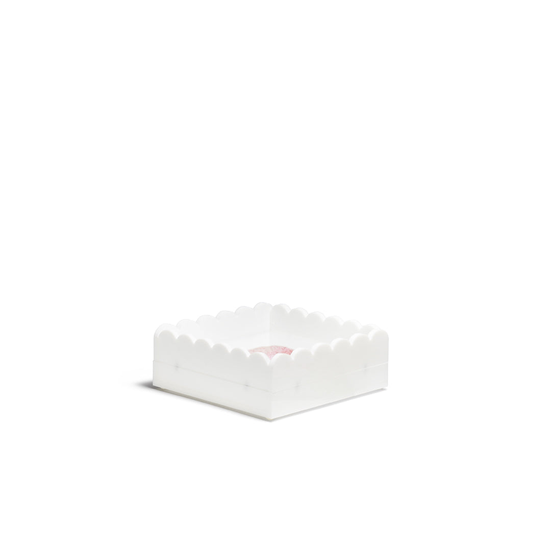 Scallop Acrylic Tray - 5" Square - White