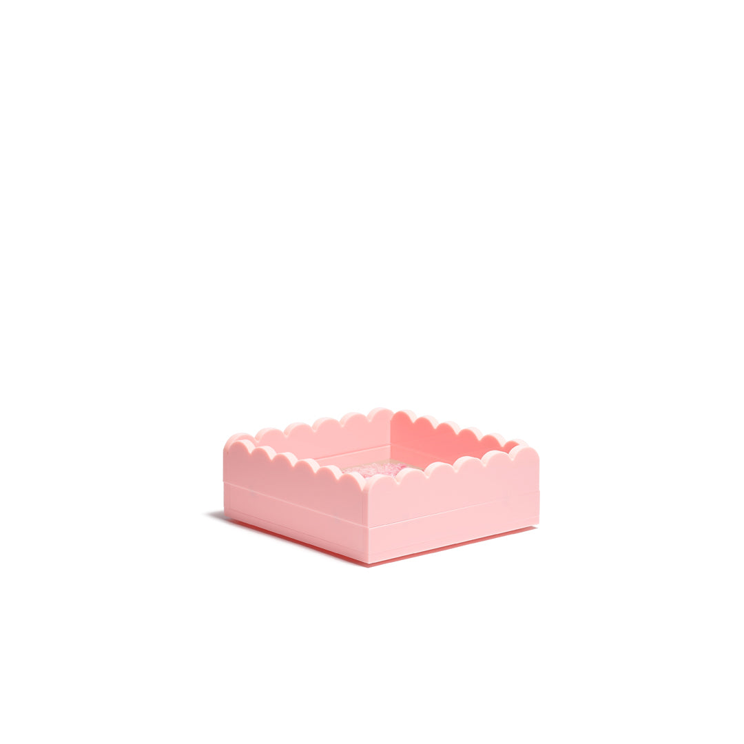 Scallop Acrylic Tray - 5" Square - Pink
