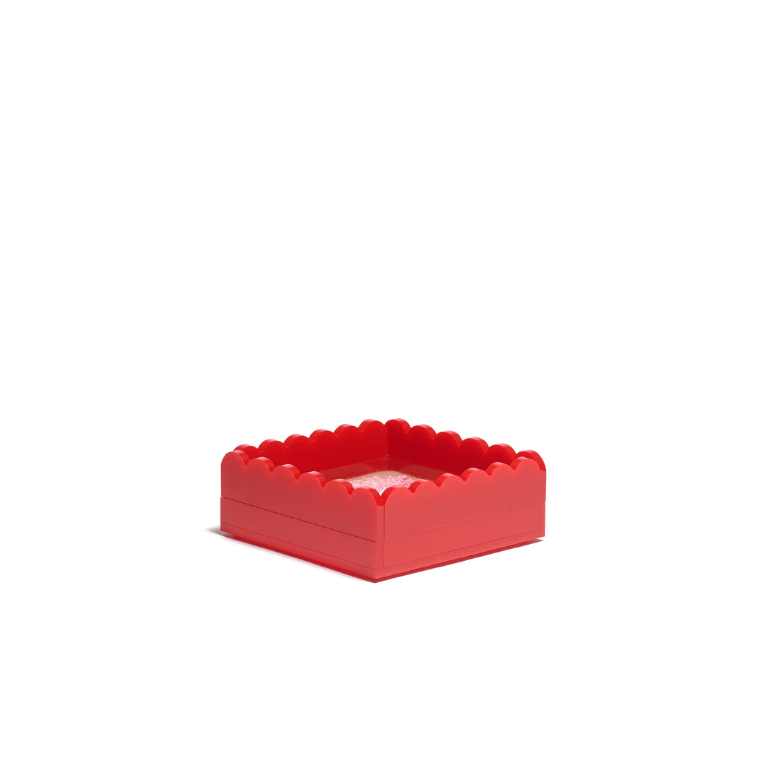 Scallop Acrylic Tray - 5" Square - Red