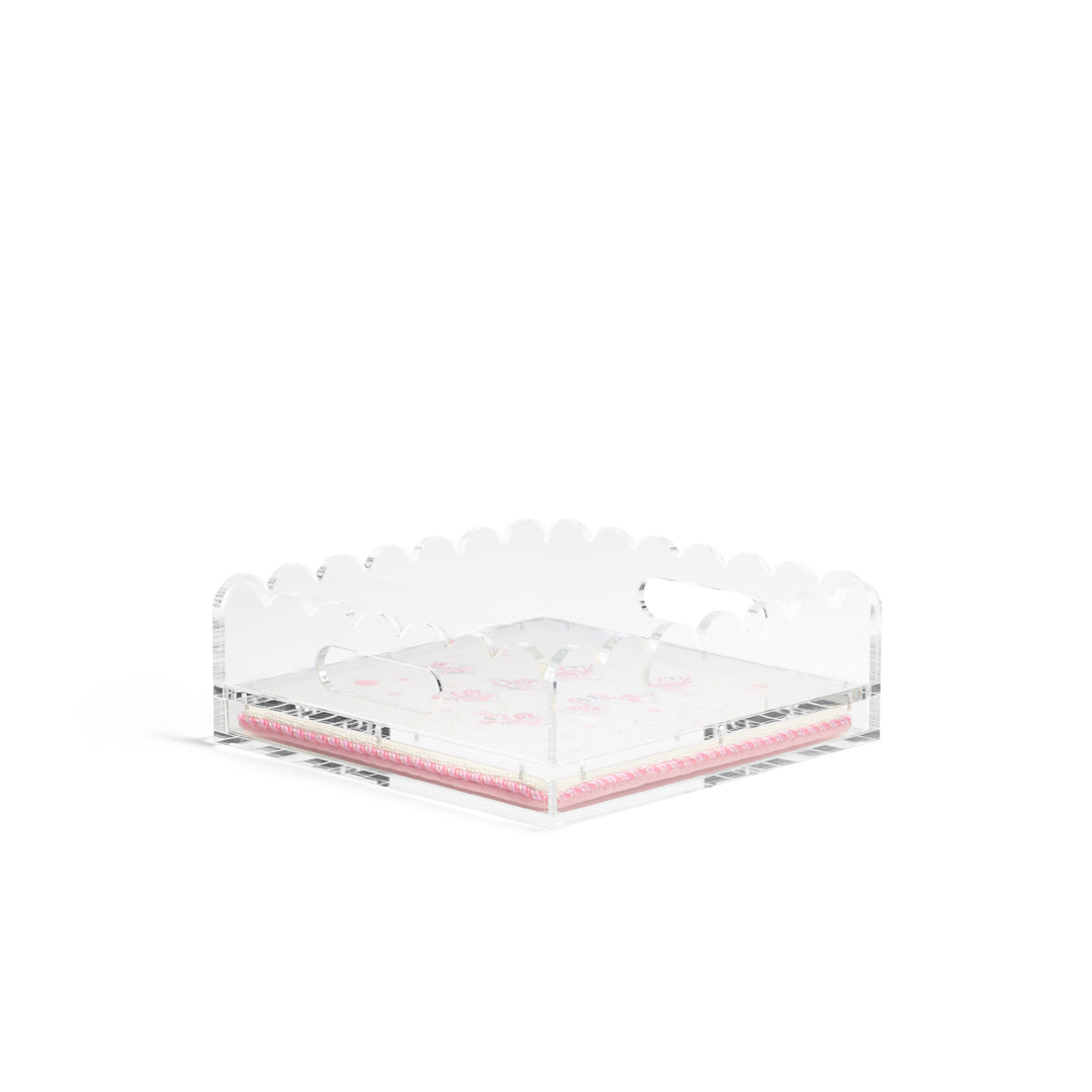 Scallop Acrylic Tray - 8" Square - Clear