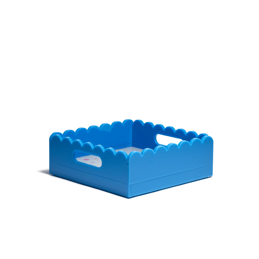 Scallop Acrylic Tray - 8" Square - Blue