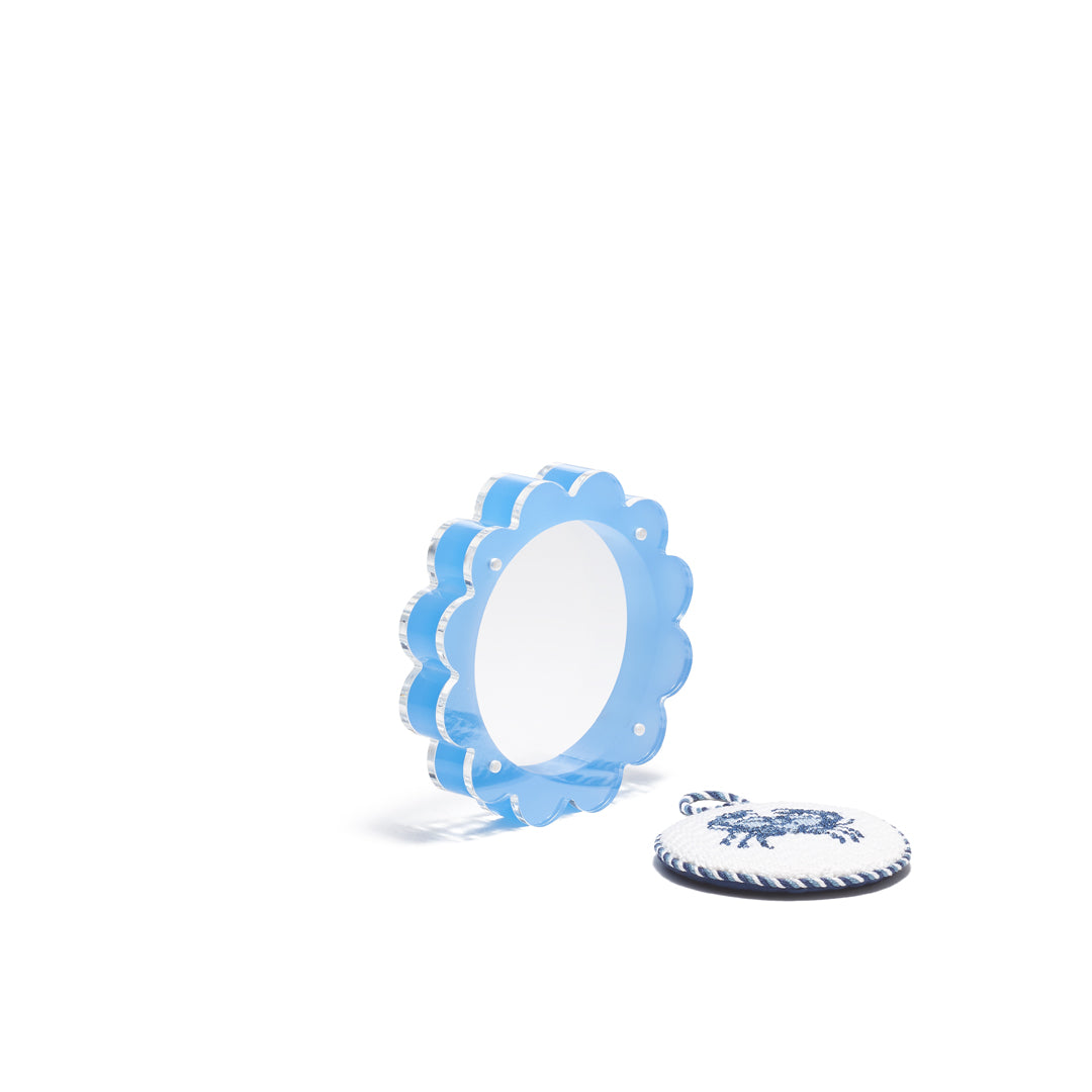 Scallop Acrylic Frame - 4" Circle - Blue