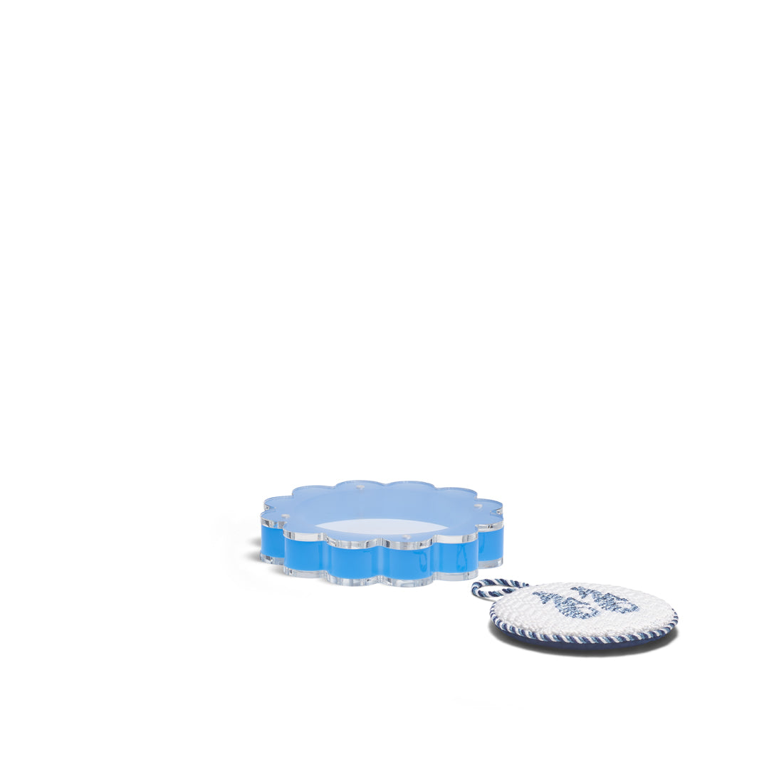 Scallop Acrylic Frame - 4" Circle - Blue