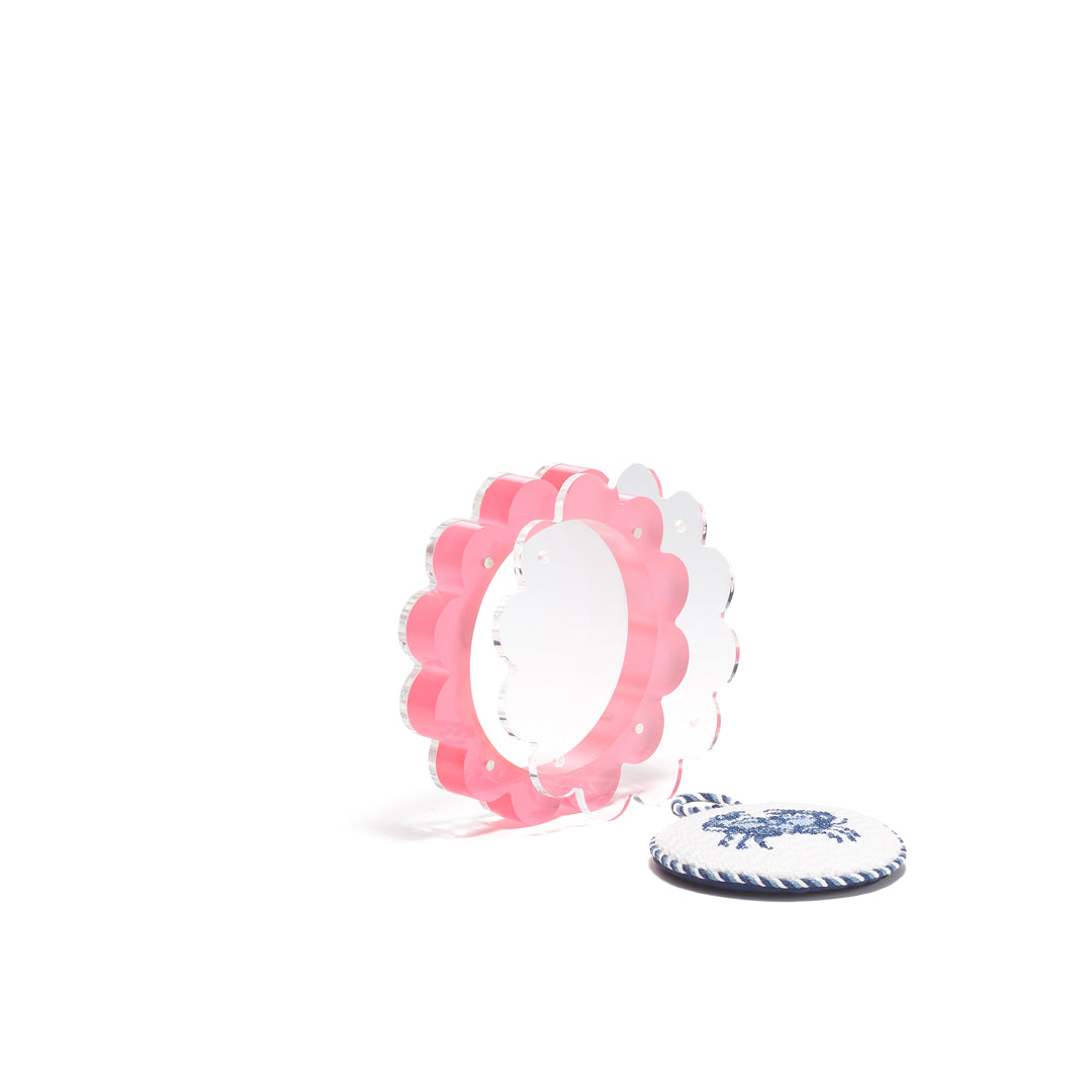 Scallop Acrylic Frame - 4" Circle - Red