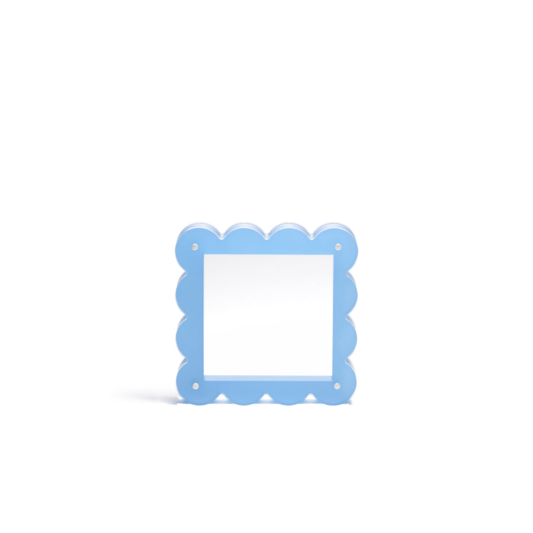 Scallop Acrylic Frame - 4" Square - Blue