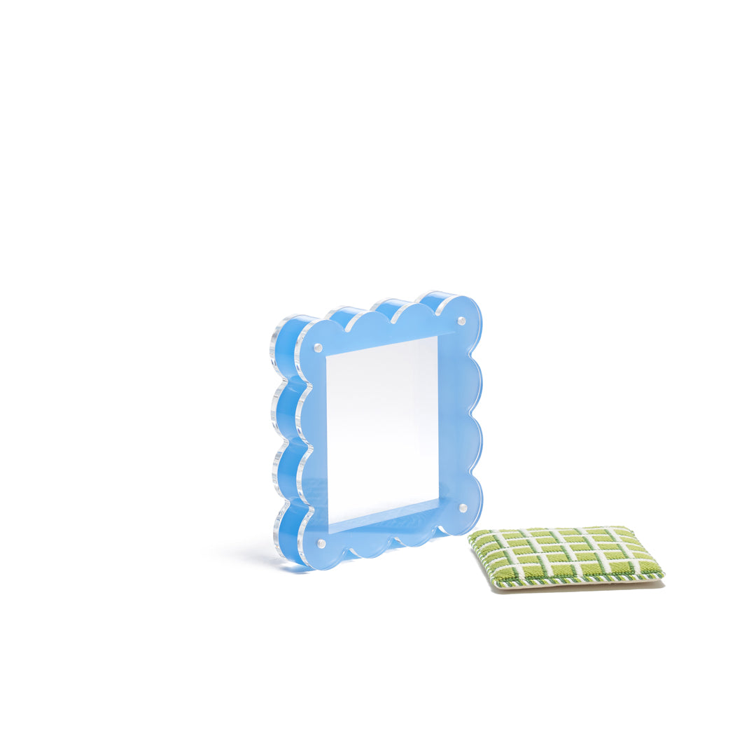 Scallop Acrylic Frame - 4" Square - Blue