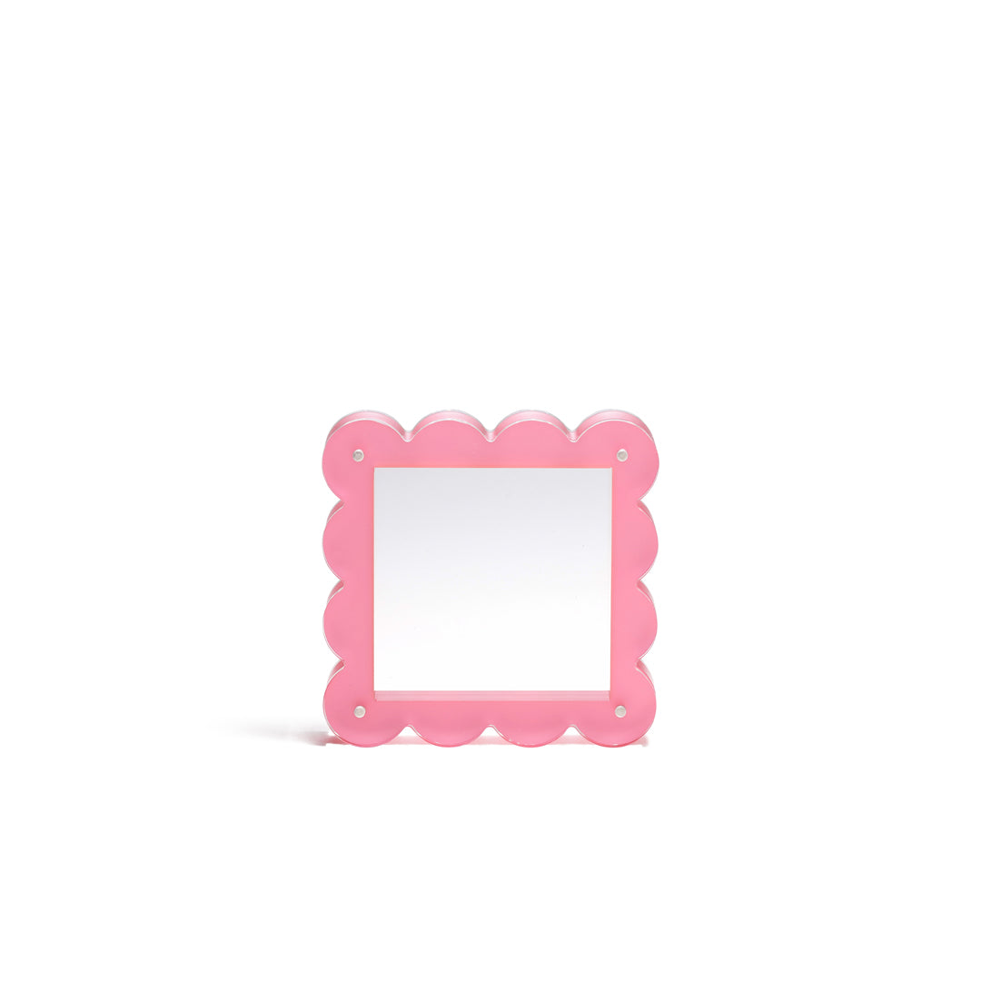 Scallop Acrylic Frame - 4" Square - Red