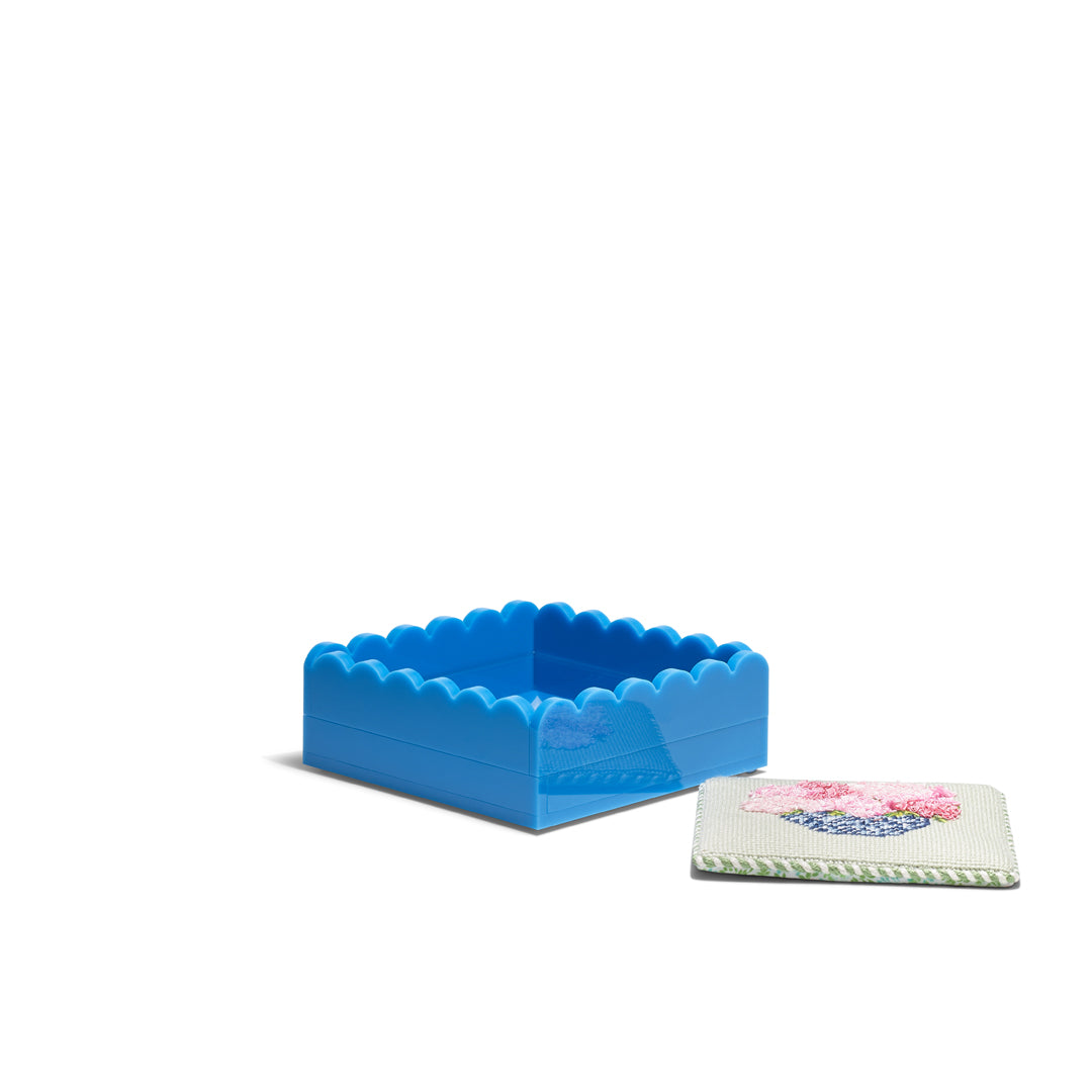 Scallop Acrylic Tray - 5" Square - Blue