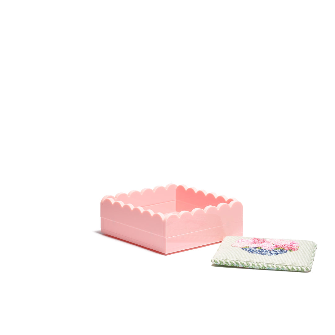 Scallop Acrylic Tray - 5" Square - Pink