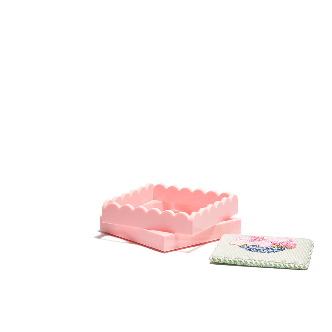 Scallop Acrylic Tray - 5" Square - Pink