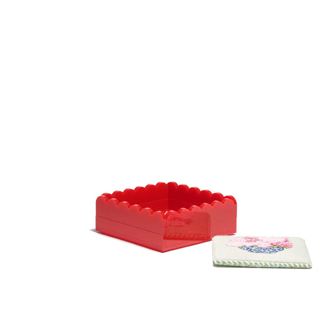 Scallop Acrylic Tray - 5" Square - Red
