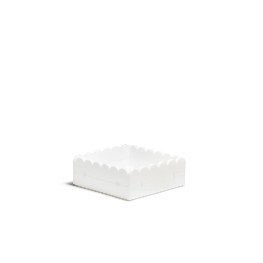 Scallop Acrylic Tray - 5" Square - White