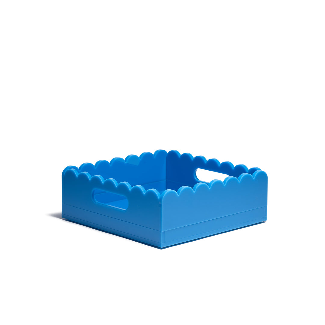 Scallop Acrylic Tray - 8" Square - Blue