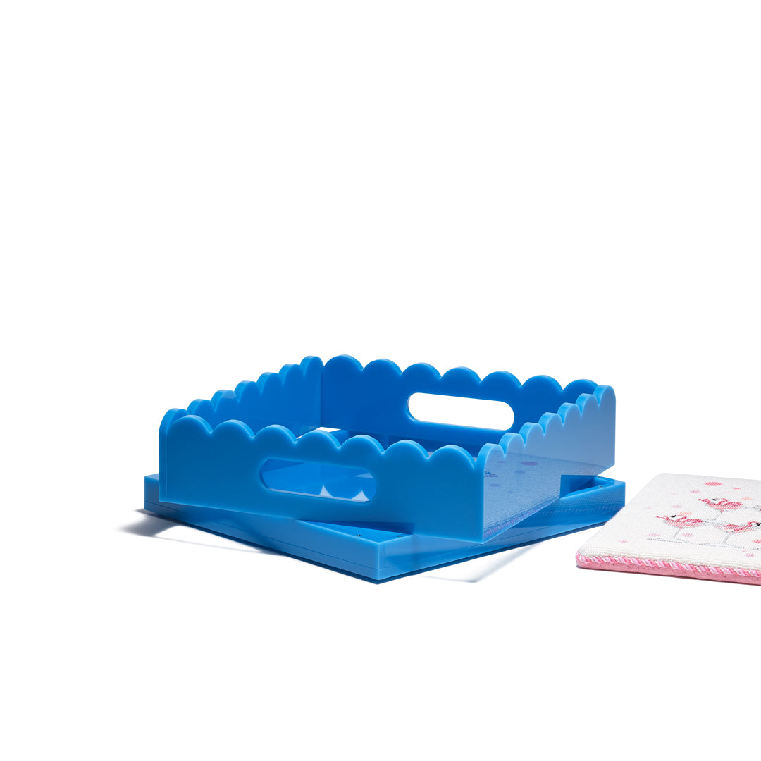 Scallop Acrylic Tray - 8" Square - Blue