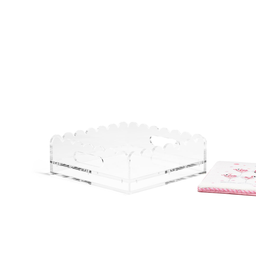 Scallop Acrylic Tray - 8" Square - Clear